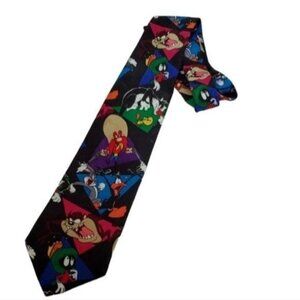 Vintage Looney Tunes Mania Men's Tie Bugs Bunny Daffy Duck Sylvester Tweety BIRD